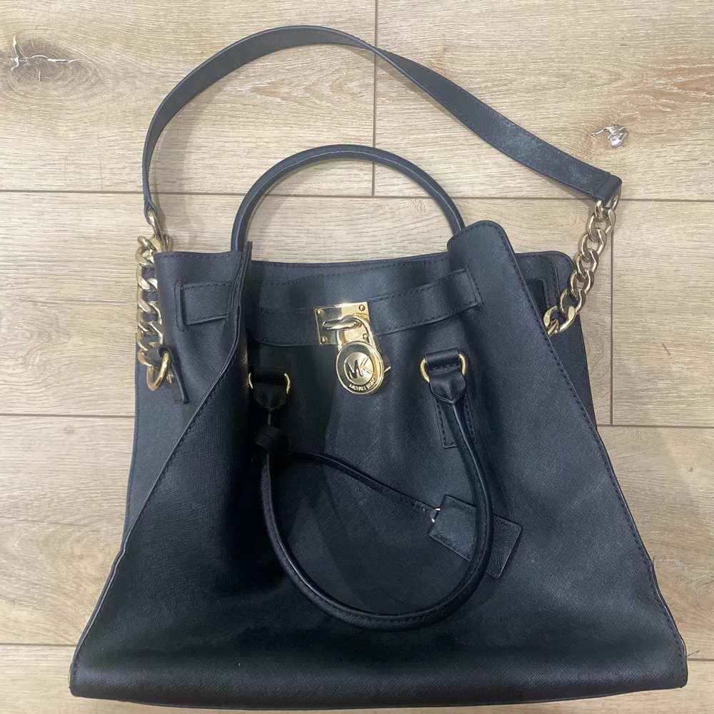 Michael Kors Black Leather Tote Bag